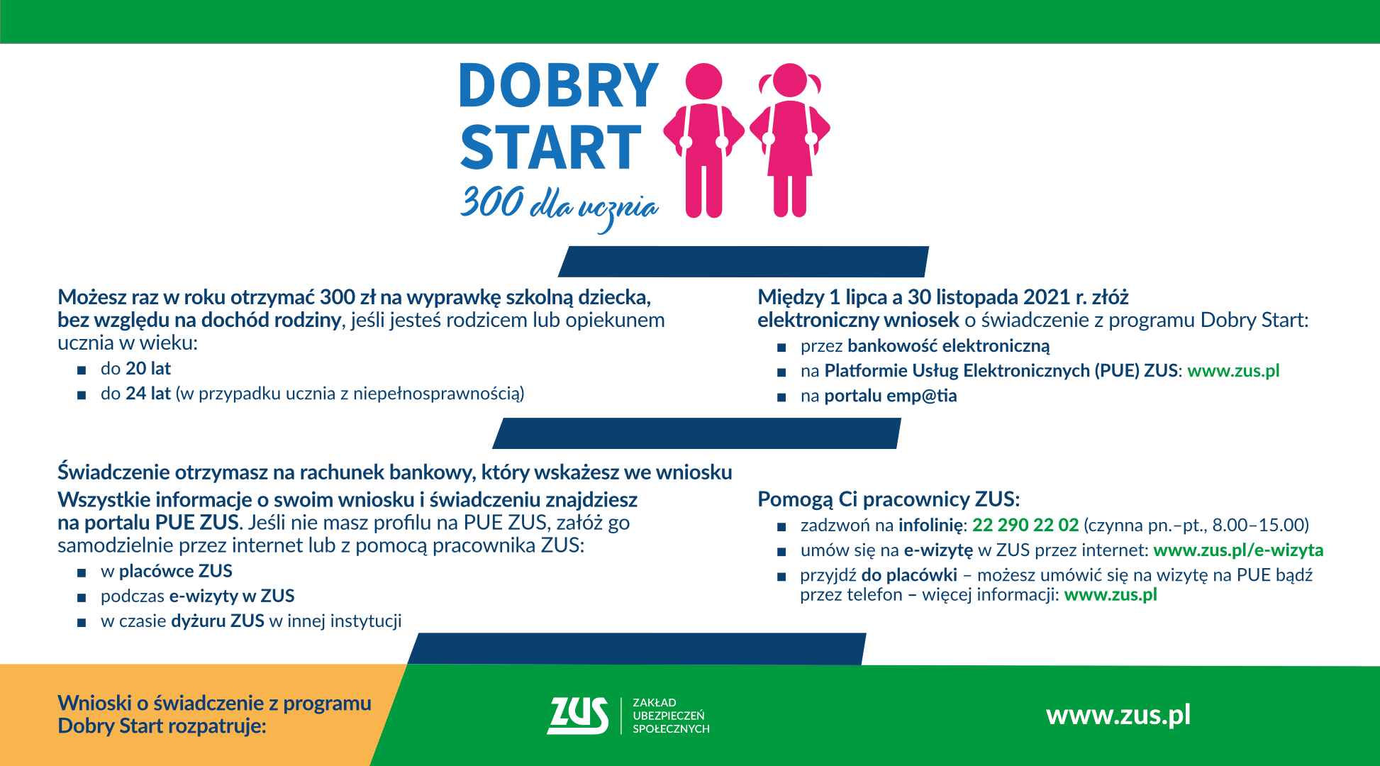 Dobry start 300 dla ucznia Od 1 lipca 2021 wniosek o świadczenie Dobry Start 300+ dla ucznia możesz złożyć tylko elektronicznie